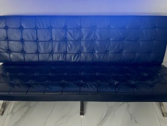 Three seater black leather sofa - Barcelona