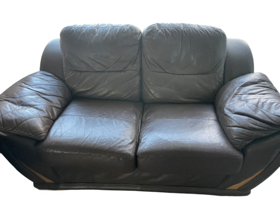Two 2-seater brown leather sofas from DFS