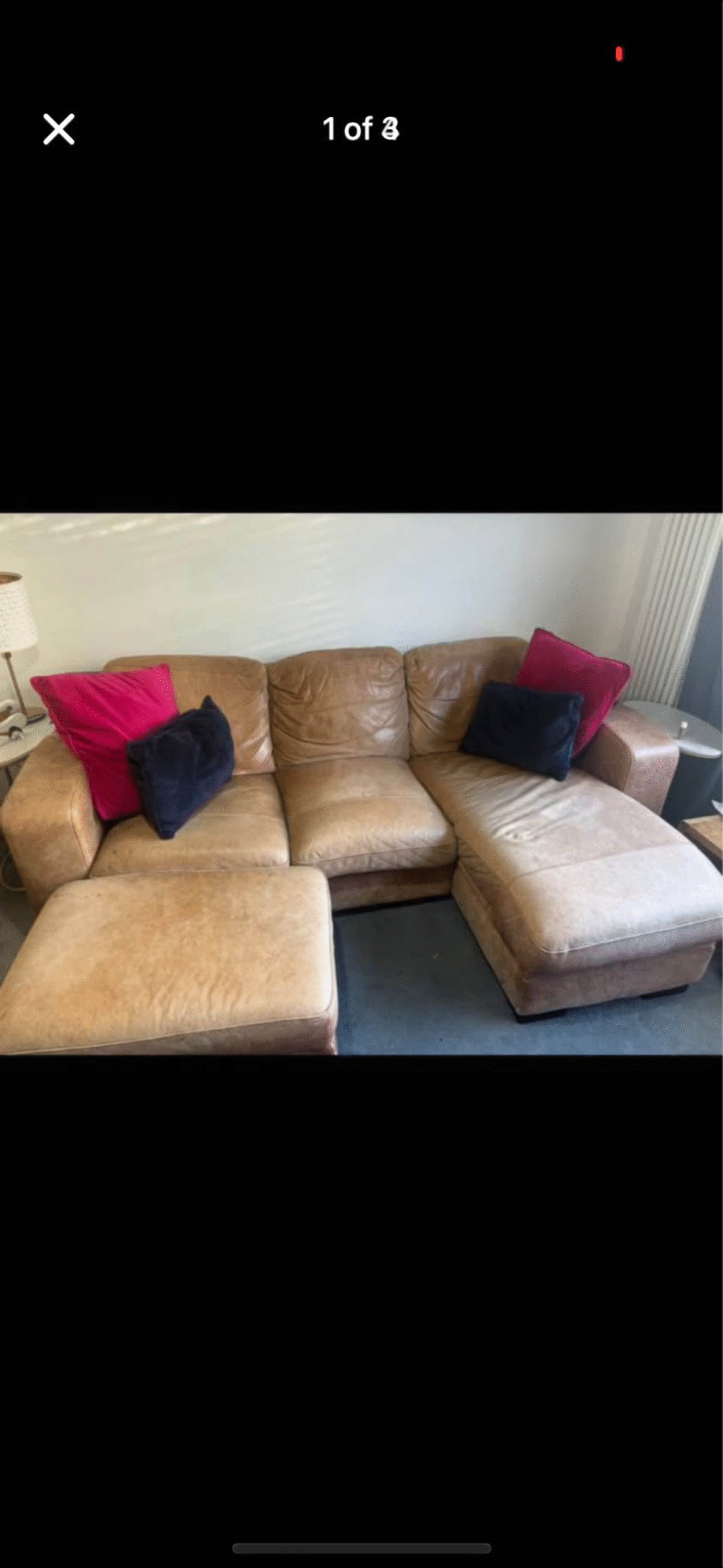 DFS brown leather corner sofa