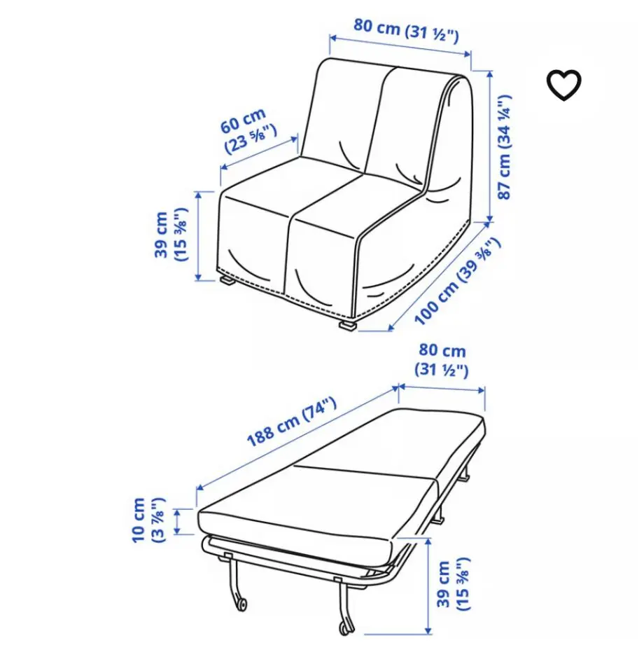 Grey Ikea Single Sofa bed