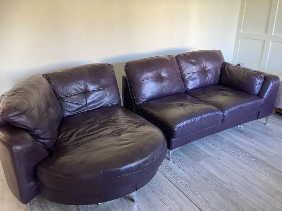 Sofology purple leather sofa