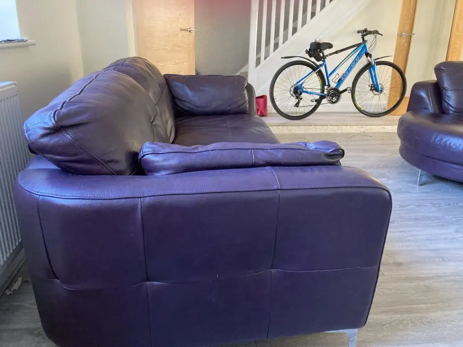 Sofology purple leather sofa