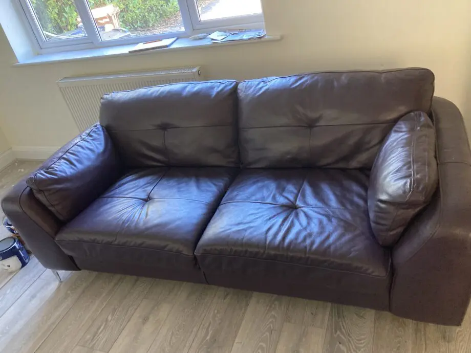 Sofology purple leather sofa