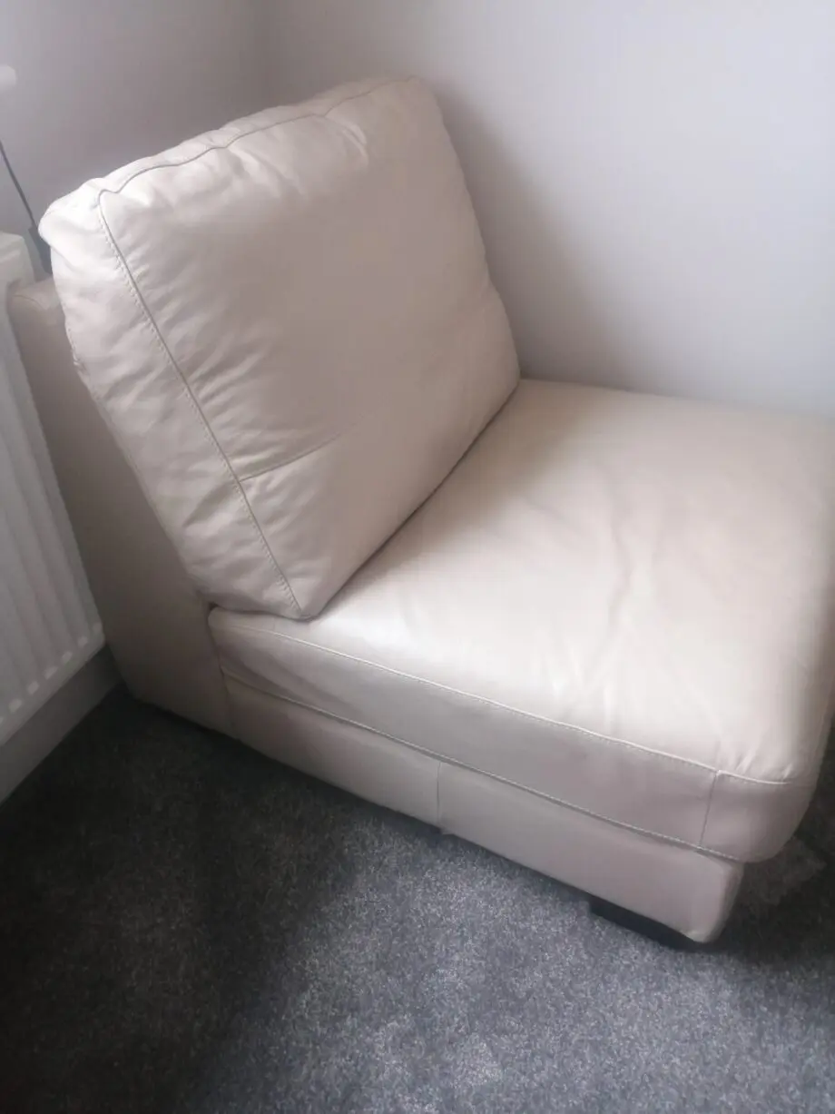 DFS Cream Leather One Seater Sofa Chair