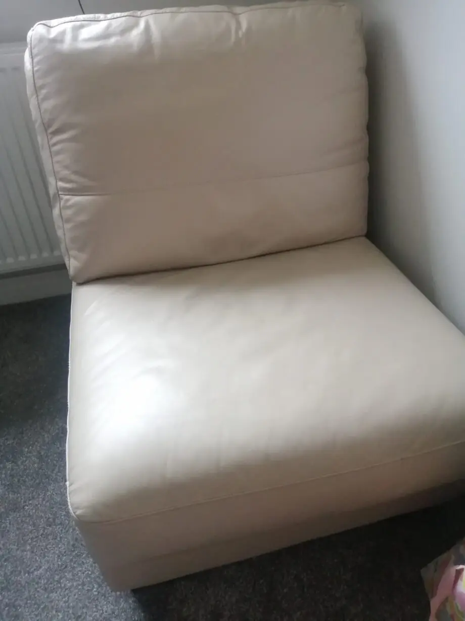 DFS Cream Leather One Seater Sofa Chair