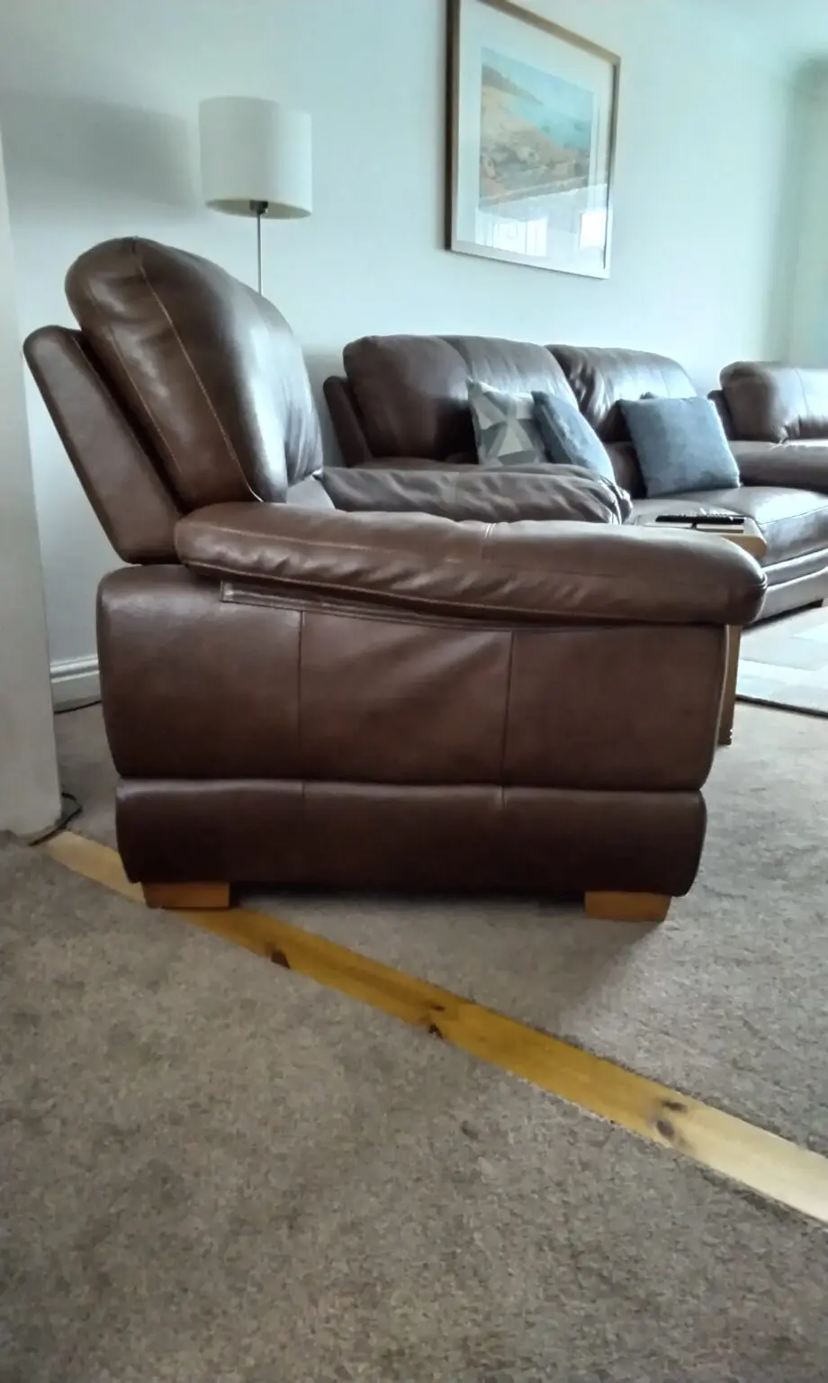 Chocolate brown three piece suite