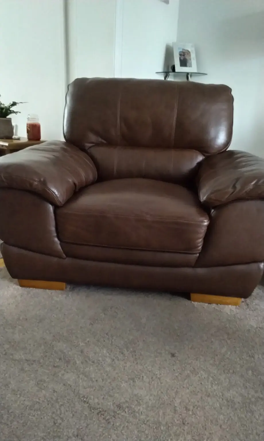 Chocolate brown three piece suite