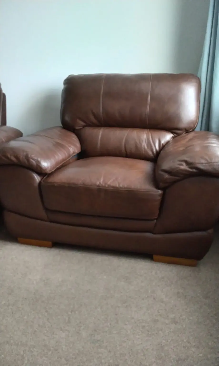 Chocolate brown three piece suite