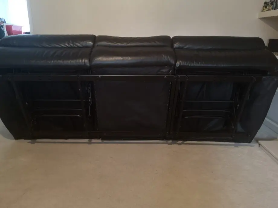 Black leather, reclining sofa