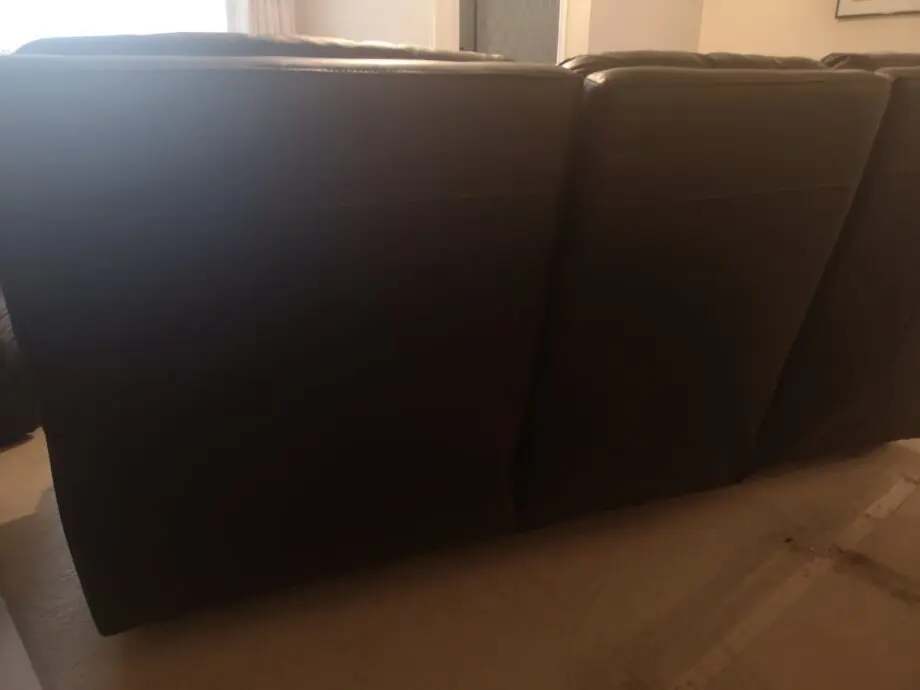 Black leather, reclining sofa