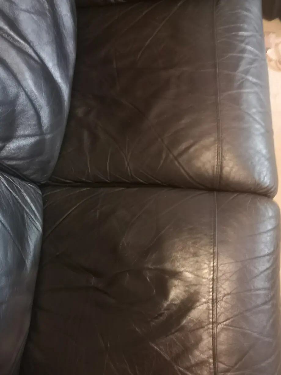 Black leather, reclining sofa