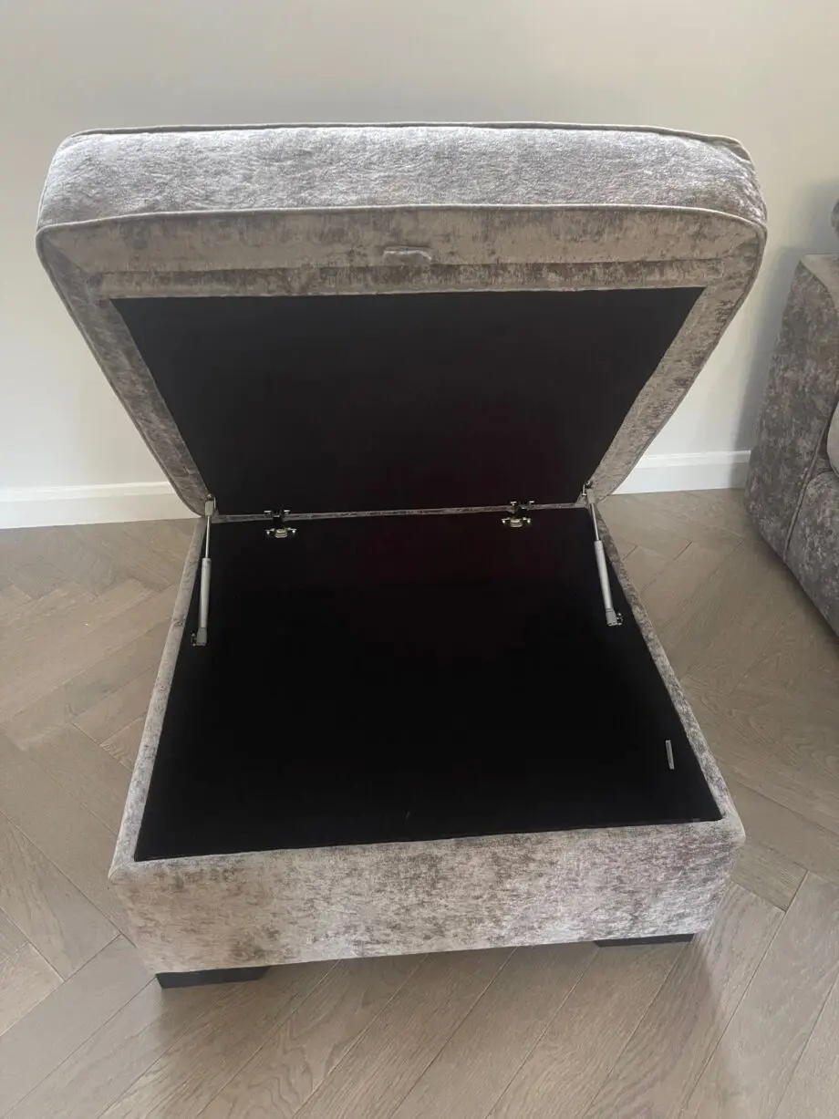 Beautiful, soft cosy deep seat Next corner sofa and matching storage ottoman in grey