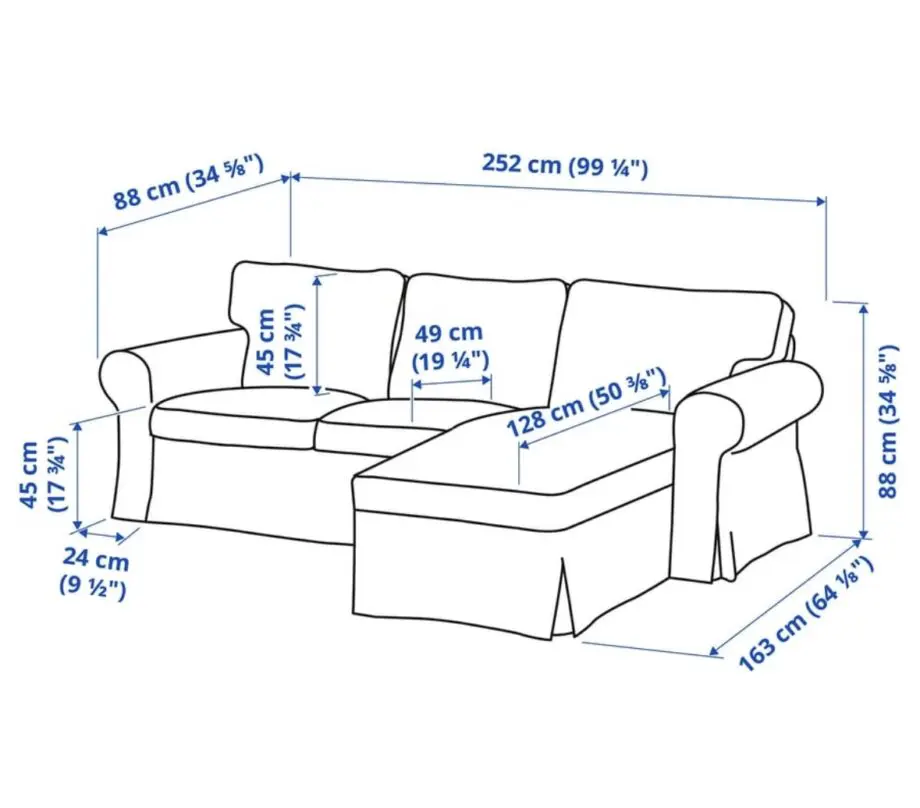 IKEA Ektorp Chaise Grey Sofa