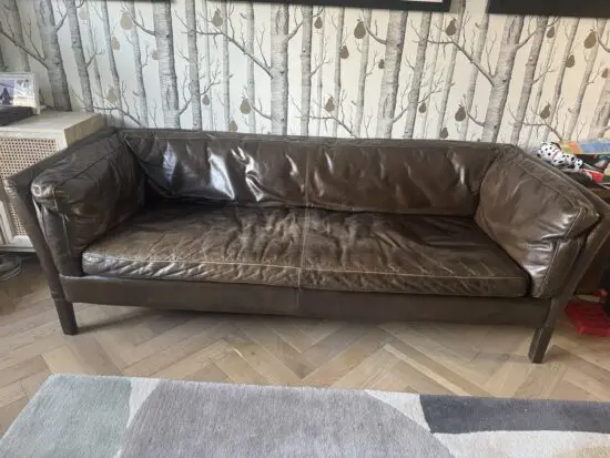John Lewis BROWN leather 3 seater Halo Gaucho sofa