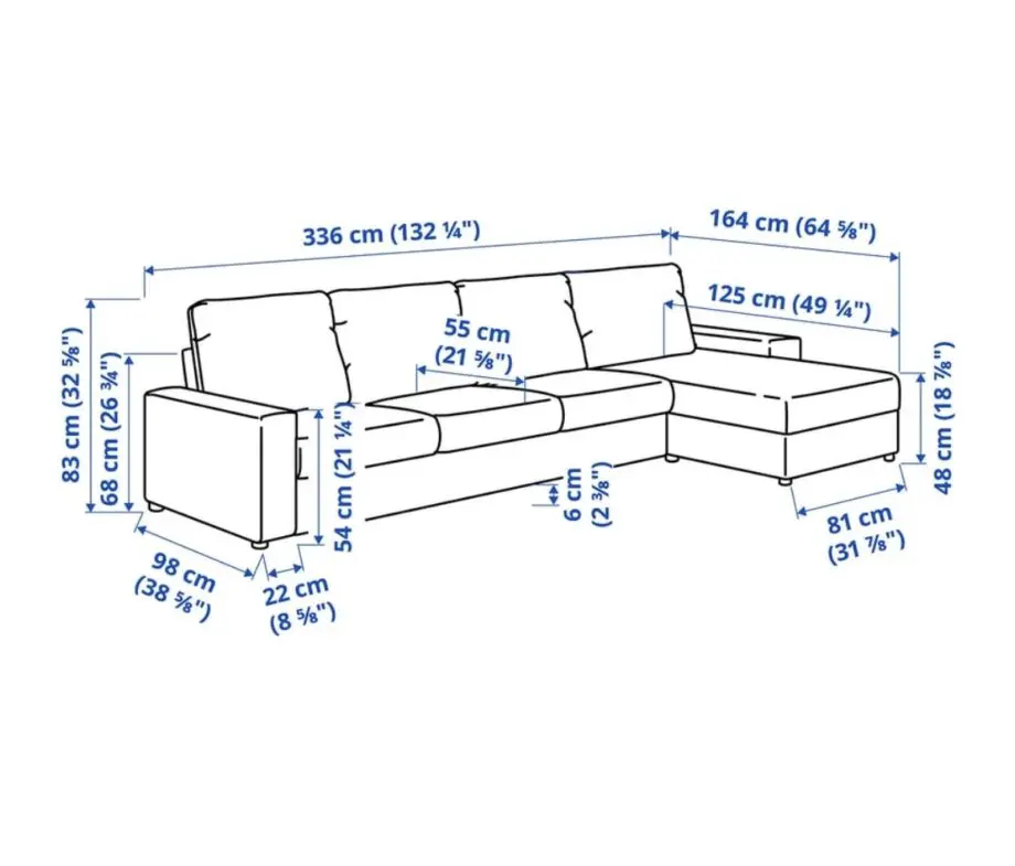 4-seater sofa with chaise lounge (storage)