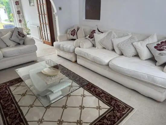 Dfs 3 piece suite in cream.