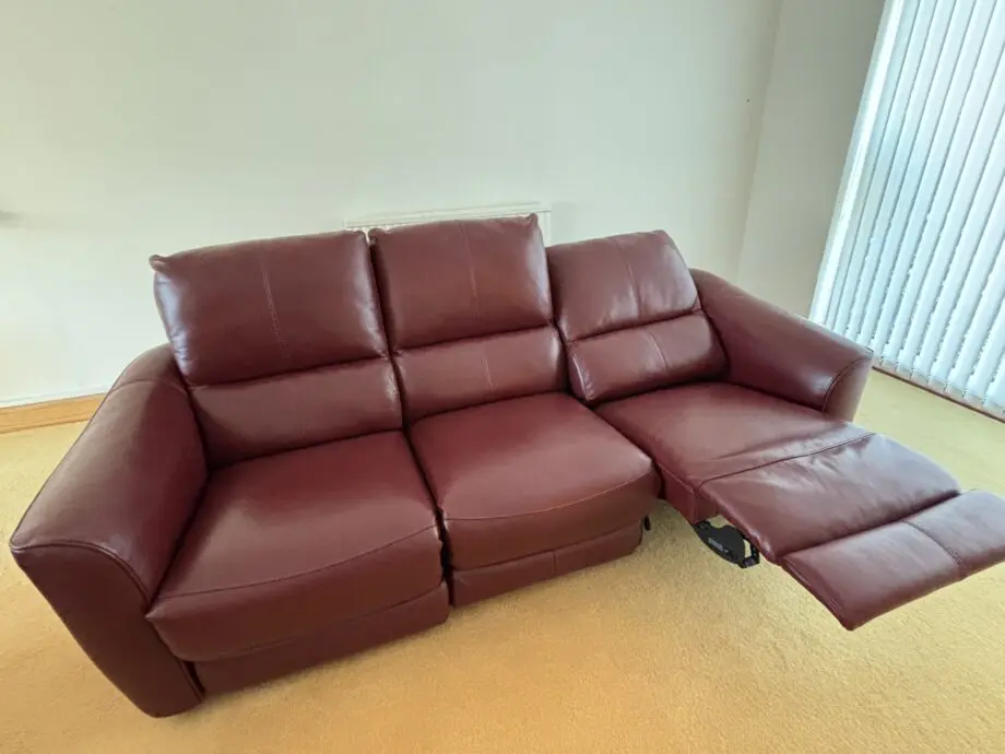 3 piece leather electric recliner sofa set