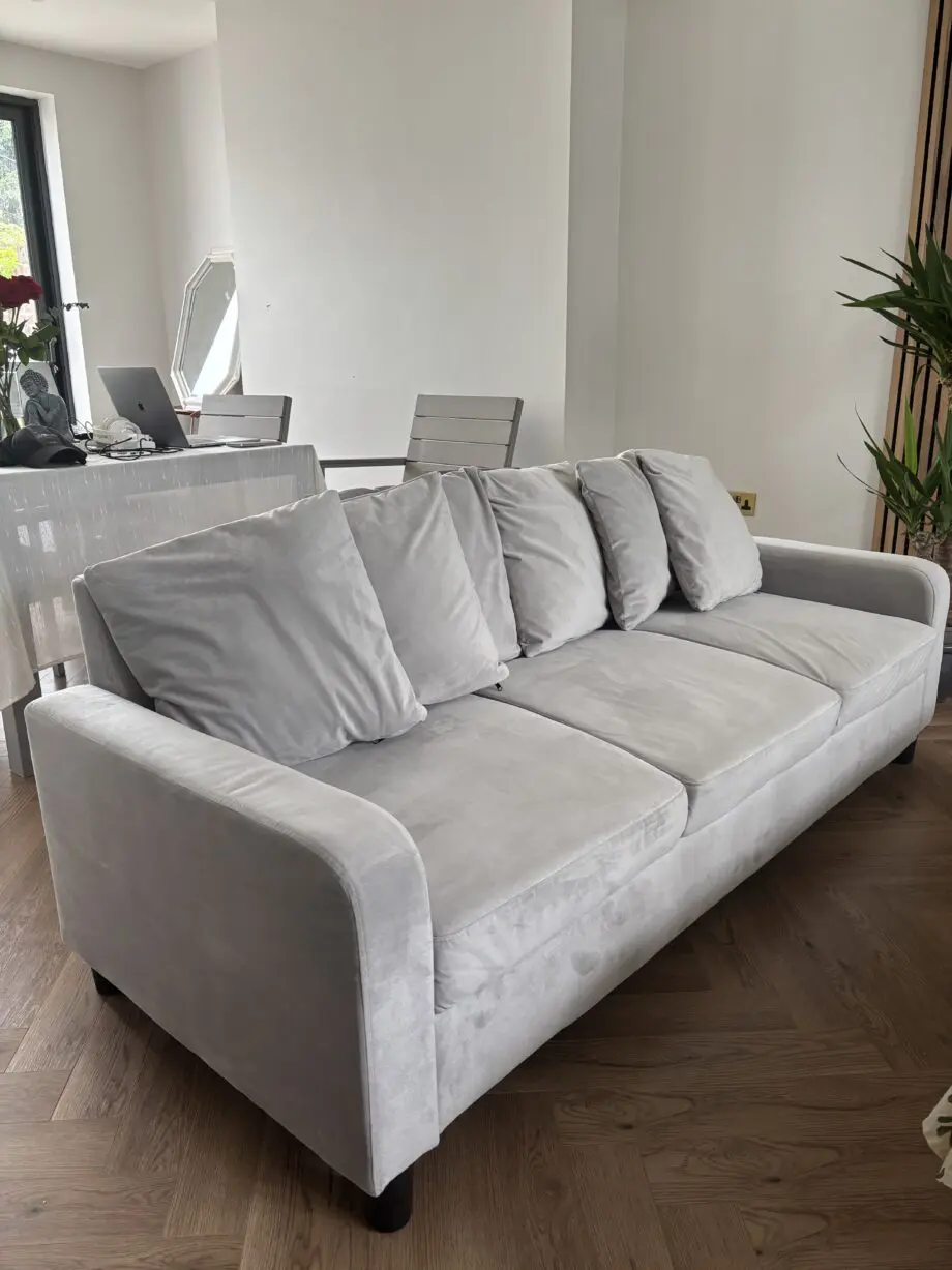 Velvet grey sofa Laura James