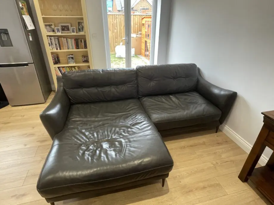 Sofology charcoal 3 seater chaise sofa + 2 seater Love seat and footstool