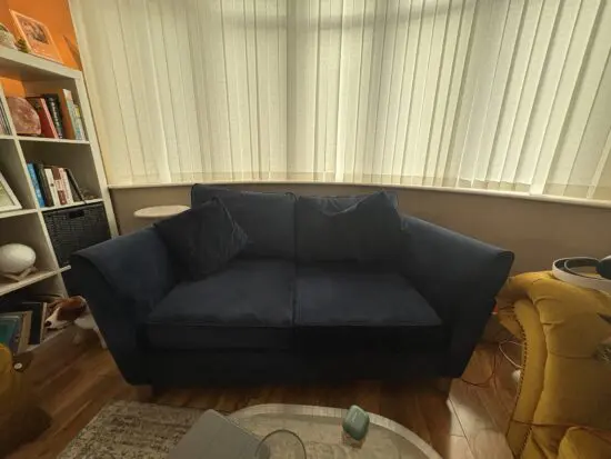 Navy, velvetine 2 seater sofa
