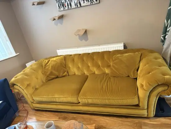 Ochre 3 seater chesterfield style sofa