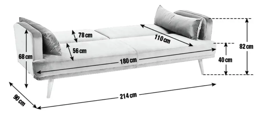 Blue Habitat Andy Velvet 3 Seater Clic Clac Sofa Bed