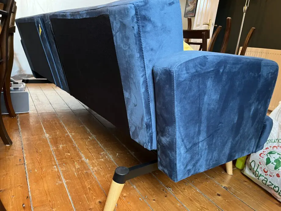 Blue Habitat Andy Velvet 3 Seater Clic Clac Sofa Bed