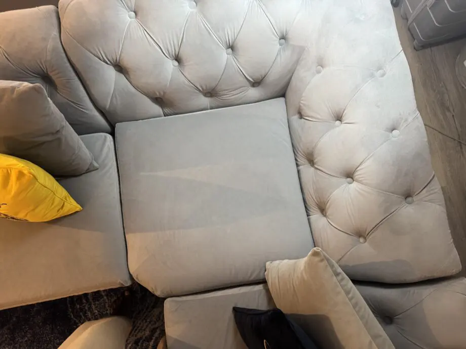 Luxury OAK&MORE Corner Sofa – Light Grey Plush Velvet