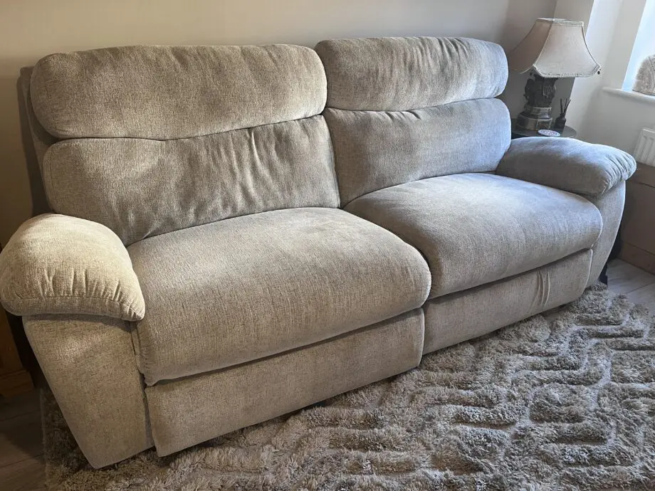 SCS grey/silver 2 seater electric reclining sofa