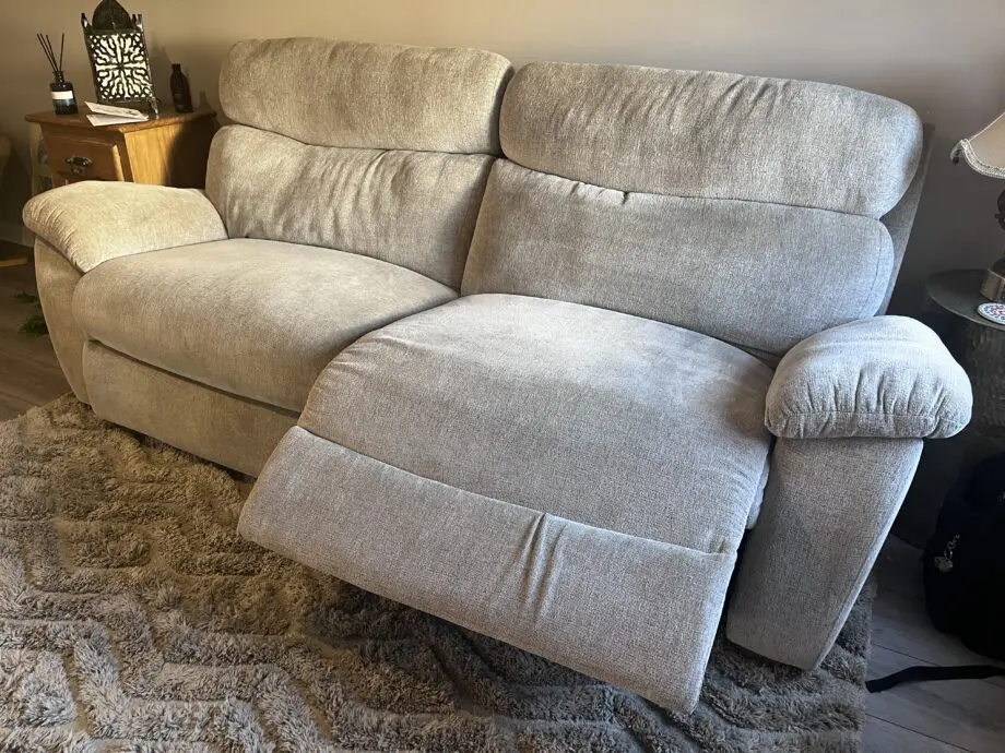 SCS grey/silver 2 seater electric reclining sofa