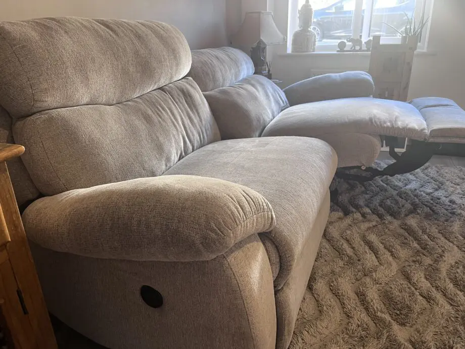 SCS grey/silver 2 seater electric reclining sofa