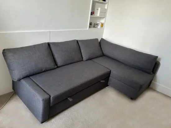 IKEA FRIHETEN / KLAGSHAMN Corner sofa-bed with storage and a mattress topper
