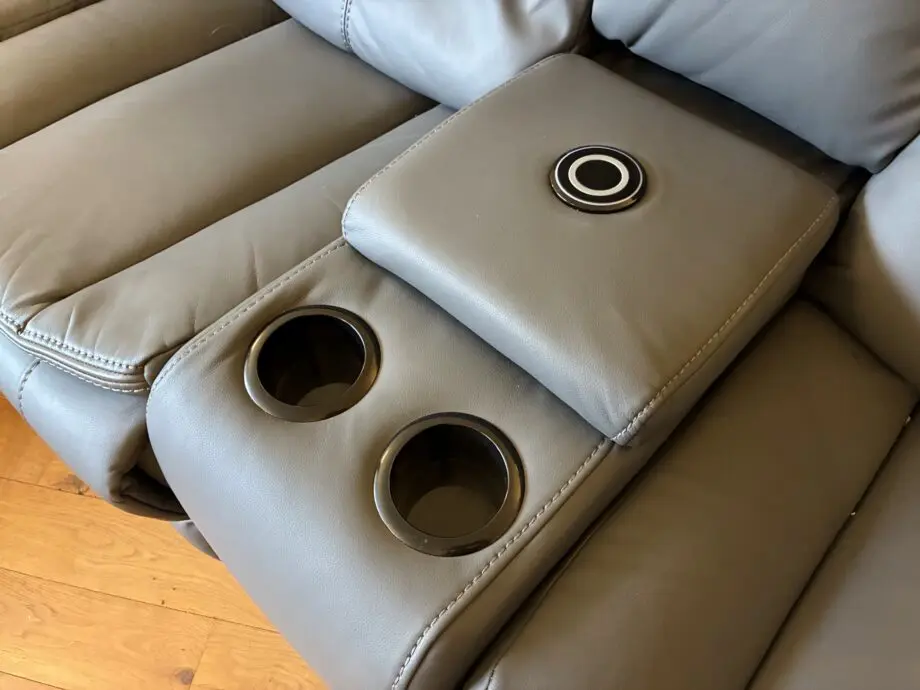 Sofashop Electric reclining leather corner sofa with chargers & cup holders