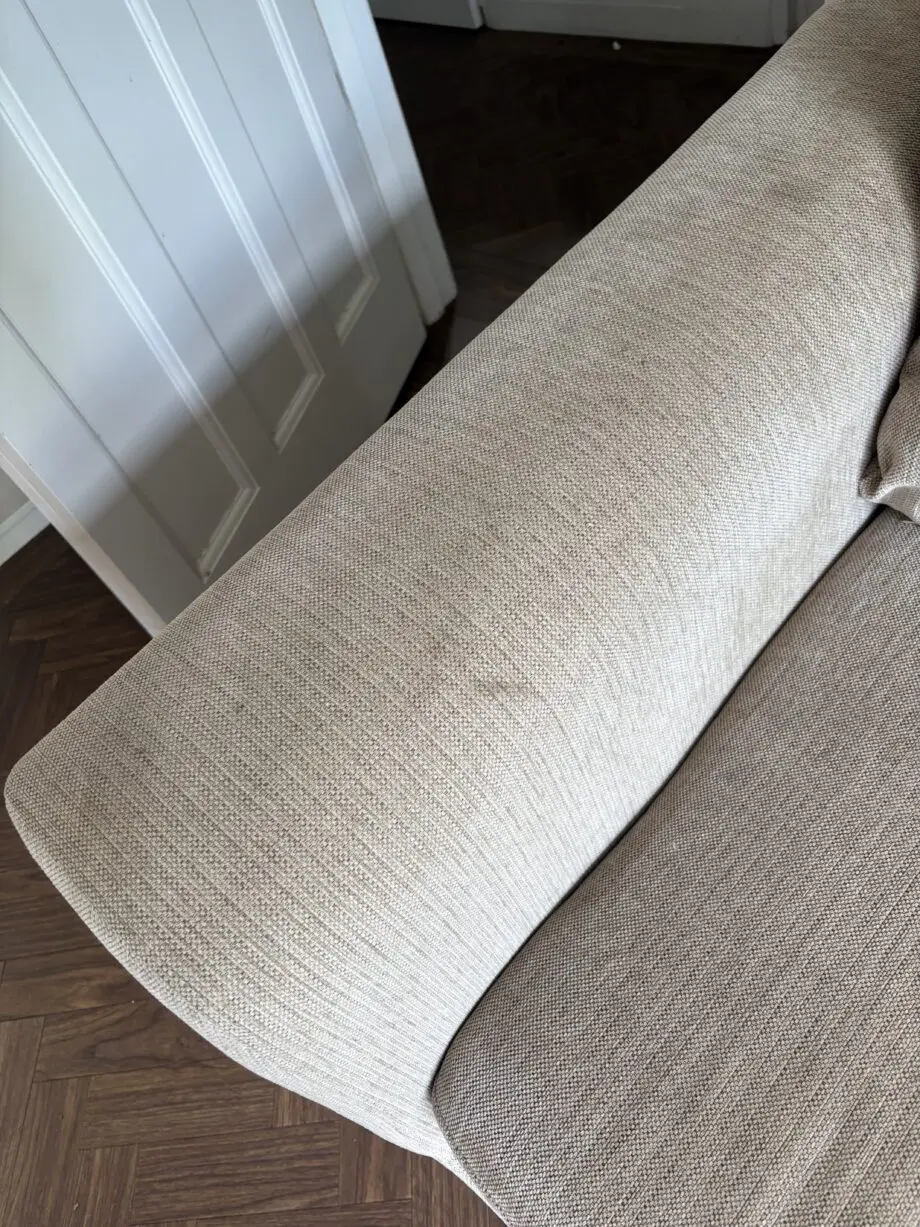 John Lewis Beige Corner Sofa with storage footstool