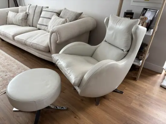 Fama lenny luxury Spanish leather chair & foot stool