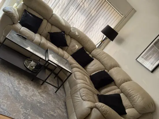 Dfs cream leather corner sifa
