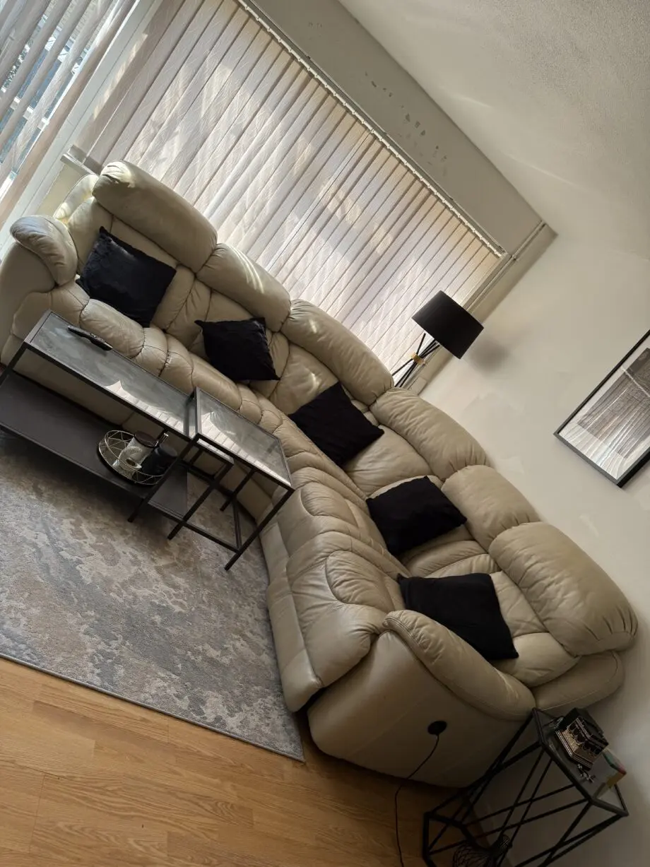 Dfs cream leather corner sifa
