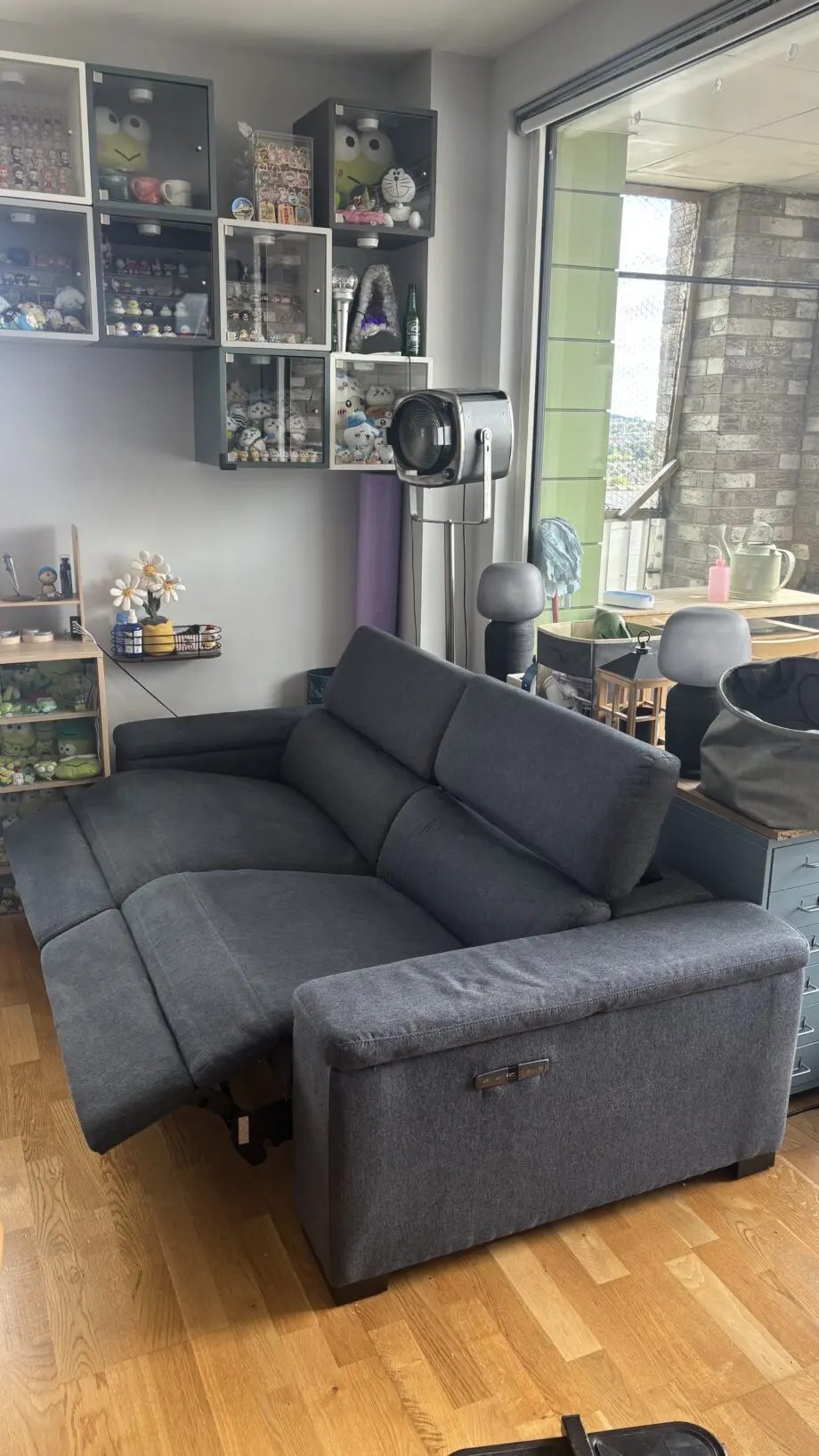 DFS Hike 3 Seater Double Powered Recliner with Built in Storage - Adjustable Footrests and Headrests