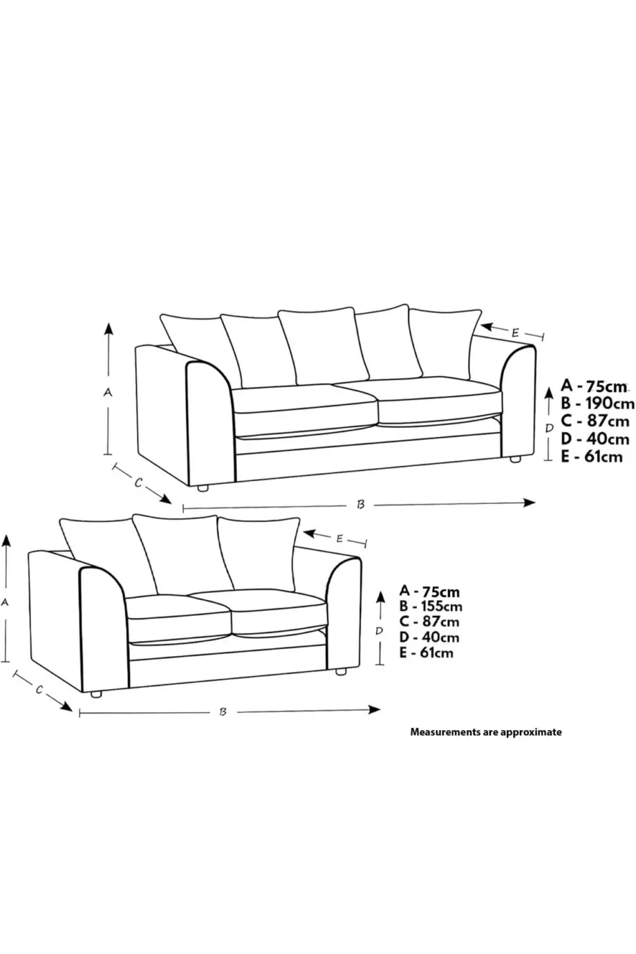 Luxor Fullback Coffee 3 + 2 Seater Sofa Suite | Soft Jumbo Cord Fabric Sofa Sets For Living Room Furniture (Coffee, 3 + 2 Sofa Suite)