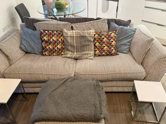 DFS Brayton Pillow Back 4 Seater Sofa & Footstool - Grey