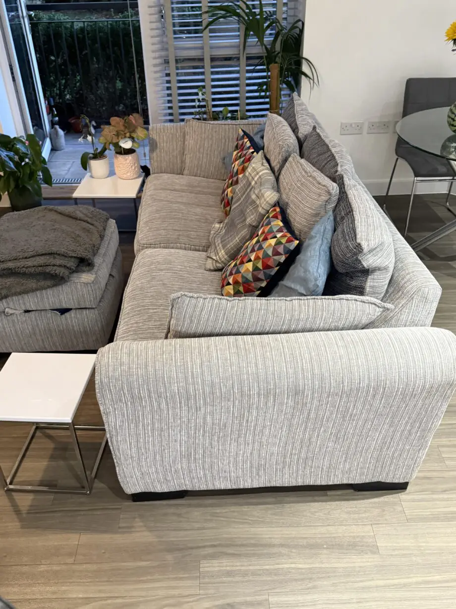 DFS Brayton Pillow Back 4 Seater Sofa & Footstool - Grey