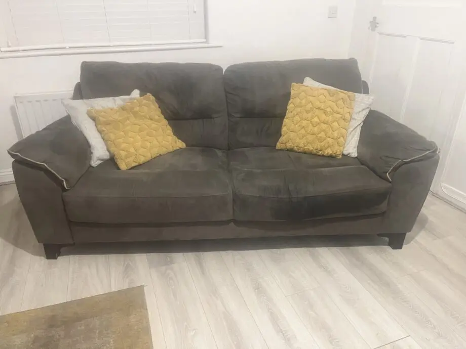 DFS Grey material 3 seater & 2 Chairs