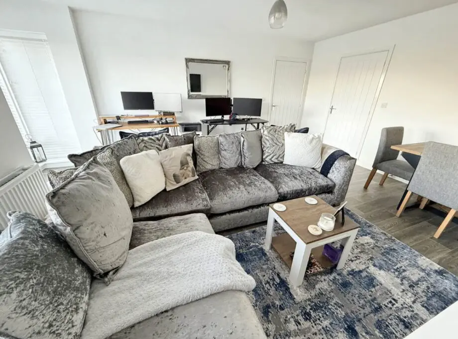 DFS Silver Grey Crushed Velvet Right Hand Corner Sofa
