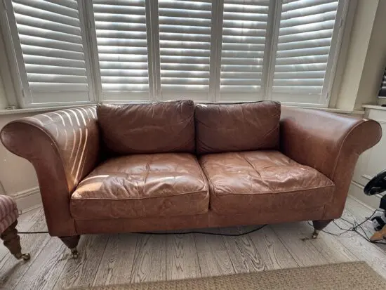 Vintage-style leather sofa from Laura Ashley