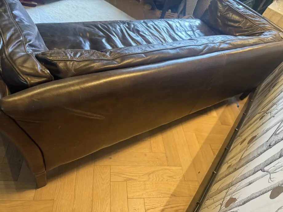 John Lewis dark brown leather Halo Gaucho 3 seater sofa