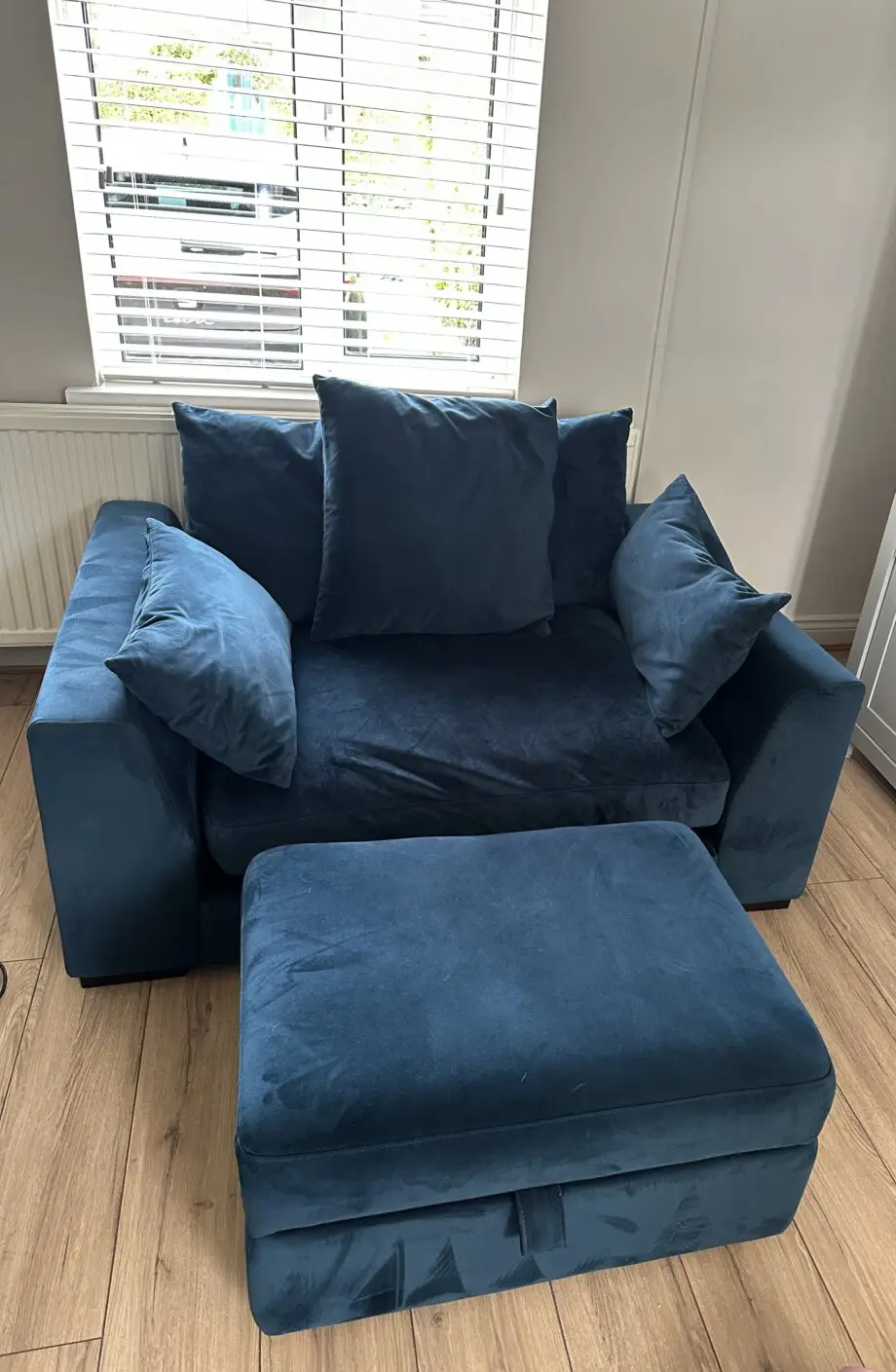 DFS Plush Blue Velvet Sofa set