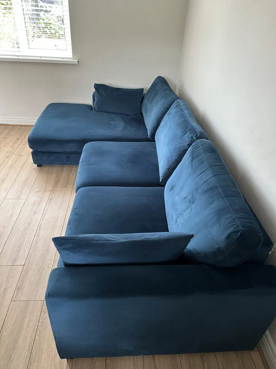 DFS Plush Blue Velvet Sofa set