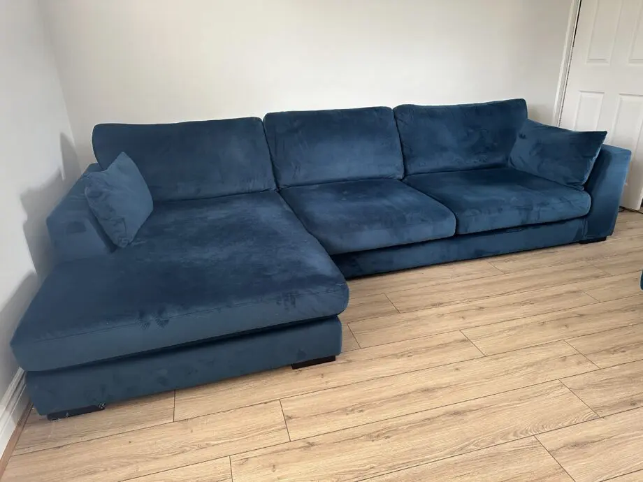 DFS Plush Blue Velvet Sofa set