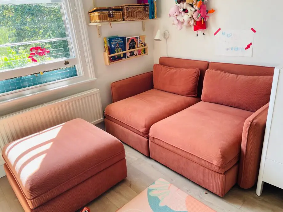 Ikea Vallentuna Retro Pink Corduroy Double Bed/Sofa