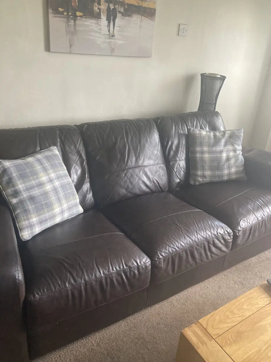 DFS 3 plus 2 seater soft leather sofas